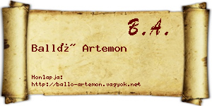 Balló Artemon névjegykártya
